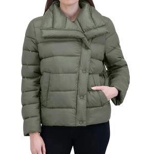Chaqueta de plumón para mujer, estilo nuevo, cierre cruzado en la parte inferior, de alta calidad, resistente al viento, color liso, 100% plumón, acolchada con poliéster. - Product Image 6