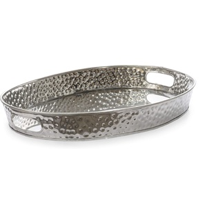 Bandeja de servicio de comida pulida brillante decorativa hecha a mano Bandeja de servidor de comida de diseño personalizado respetuoso con el medio ambiente - Product Image 1