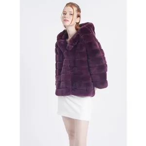 Dernière Arrivée Australian Sheepskin Luxe Velvet Hooded Fur Jacket Leather From Turkey Supplier