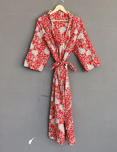 Bata Kimono de Algodón 100% con Estampado Floral y Cuello en V para Mujer, la Mejor Ropa de Dormir Transpirable para Verano y Otoño con Cierre de Cordón - Product Image 5