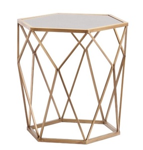 Elegante mesa de centro de alambre de metal de diseño moderno con un toque de elegancia con encimera de mármol personalizable mesas superventas - Product Image 2
