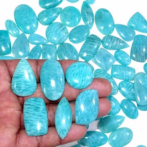 Vente en gros de cabochon de pierres précieuses d'amazonite naturelle de taille de forme mixte en quartz pour la fabrication de bijoux d'occasion - Product Image 2