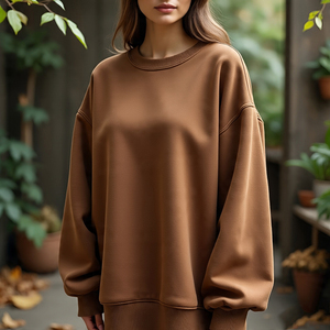 Sudaderas de lana Polar de peso pesado para mujer, suéter de lana de cuello redondo de alta calidad, sudaderas polares transpirables holgadas para mujer - Product Image 2