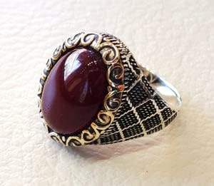 Wholesale <b>Mens</b> <b>Ring</b> New Arrival Natural Red Onyx Gemstone December Birthstone Birthday Gift Jewelry 925 Sterling Silver <b>Ring</b> - Product Image 4