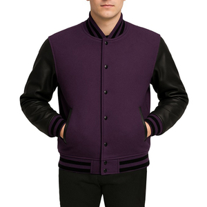 Chaqueta Universitaria Personalizada con Logotipo OEM, Chaqueta de Béisbol, Chaqueta Universitaria para Hombre, Cuerpo de Lana, Mangas de Cuero, Chaqueta Varsity - Product Image 4