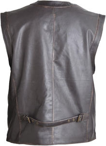 Chaleco de cuero con cuello en V 100% de calidad superior para hombre nuevo estilo al por mayor estilo occidental con decoración de botones montar en moto de invierno - Product Image 3