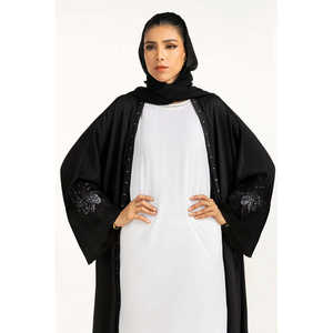 Abaya brodée en Georgette Crush IPAB-22155 avec foulard en tissu Chiffon - Product Image 2