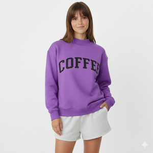 Sweat-shirt personnalisé pour femme, col montant, avec logo brodé imprimé sur le devant, en polaire surdimensionné - Product Image 6