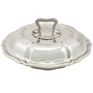 Décor de service de nourriture couleur argent design moderne logo plat en métal accepter, western - Product Image 5