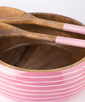 Bol à salade artisanal en émail, imprimé linéaire, biodégradable, écologique, jetable, en bois, fait main, contemporain