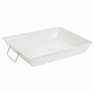 Bandeja de Servicio de Metal Galvanizado Blanca de Moda con Asa de Cuerda, Grado Comercial, Apta para Lavavajillas, para Alimentos y Bebidas - Product Image 3