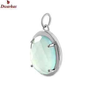 Collier pendentif en argent sterling 925 avec pierre précieuse naturelle en calcédoine aqua, vente la plus chaude, bijoux en gros à bas prix - Product Image 2