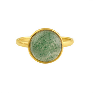 Alta calidad 10mm verde Aventurina piedra preciosa 18K oro y delicados anillos de plata esterlina chapado en rodio fino para mujeres lote al por mayor - Product Image 1