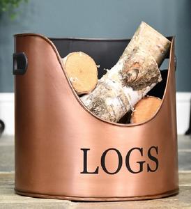 Seau à charbon en cuivre massif de taille moyenne avec design personnalisé de luxe, parfait pour une cheminée élégante et un foyer - Product Image 6