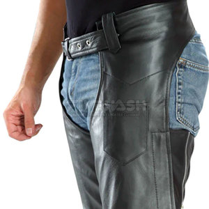 Chaps en cuir pleine fleur de qualité supérieure pour l'équitation, pour le trail, style western classique, chaps en cuir pleine longueur. - Product Image 6