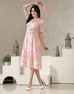 Vestido de algodón indio hecho a mano con estampado floral transpirable y de moda para mujer-Casual y boda/regalo de luna de miel - Product Image 1