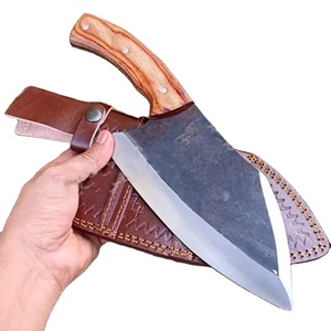 Cuchillo de Cocina JEXMOO Personalizado OEM Hecho a Mano de Acero al Carbono de Grado Industrial, Cuchillo Multifuncional con Funda de Cuero y Madera para Uso en la Cocina - Product Image 1