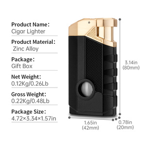 CIGARLOONG Briquet à cigare portable 3-en-1, torche coupe-vent en alliage de zinc, briquet à cigare à haute puissance pour allumer les <span class=keywords><strong>cigarettes</strong></span> - Product Image 6