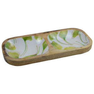 Plateau en bois coloré avec impression florale à l'intérieur, design de plateau et finition émaillée, plateau en bois fait à la main - Product Image 2