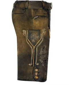 กางเกงขาสั้นผ้าทอสำหรับผู้ชายแบบดั้งเดิมสีดำมีกระดุมด้านหน้า - Product Image 5