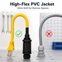 Kabel Ethernet Industri XXD Yellow Right Angle M22 ke RJ45 Cat5e 100% Tembaga Murni Aviation ke RJ45 Patch Cord Bersertifikasi CE