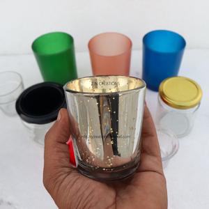 Silvered Mirror Votive Holder <b>Glass</b> Candle Container <b>Wooden</b>/Metal <b>Lid</b> 8oz/10oz/12oz/16oz Amber Custom <b>Glass</b> <b>Jar</b> for Home - Product Image 2
