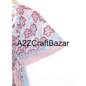 Eco Friendly 100% Pure Cotton Bodycon Short Sleeve Kaftan <b>Dress</b> Women Boho Floral Washable Beach Wear <b>Summer</b> Casual - Product Image 4