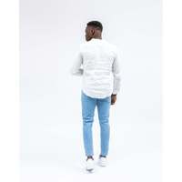 Chemise Homme Blanche en Lin à Manches Longues, Coupe Droite, Col Boutonné, Toucher Doux, Respirante, Style Décontracté Imperio, Idéale pour l'Automne