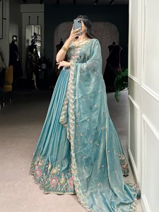 Diseñador estilo paquistaní Lehenga Choli para damas de honor funciones de boda elegantes fiestas hechas seda algodón tejido trabajo fiesta desgaste - Product Image 2