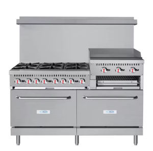 Estufa Nueva KM-CRGB60-LP de 60 Pulgadas Estufa Comercial de Propano Líquido de 6 Quemadores con 24 Pulgadas Plancha y Asador Listos para Enviar - Product Image 1