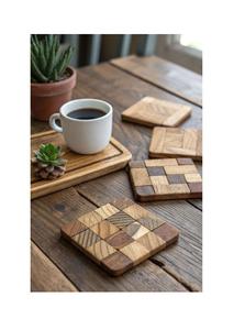 แผ่นรองแก้วไม้ที่มีดีไซน์เรียบง่าย เข้ากับการตกแต่งภายในที่ทันสมัย ดั้งเดิม และแบบชนบท - Product Image 2