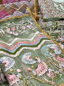 Colección de Lujo 2023, Última Moda India y Pakistaní, Salwar Kameez de Organza con Bordado, Vestido de Fiesta, Trabajo Manual Elaborado - Product Image 4