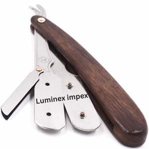 Rasoir professionnel pour barbier avec lame en acier inoxydable et manche en bois pour le visage, modèle LUMINEX IMPEX A1 - Product Image 5