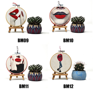 Broderie artisanale moderne en coton, thème bouche, 10 cm, décoration d'intérieur pour la Fête des Mères - Product Image 3