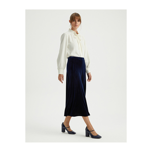 Women's Velvet Skirt with Stylish Stitching Details No <b>Pocket</b> Unlined - Product Image 6