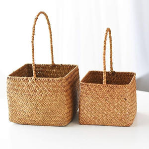 Precio competitivo, cesta de flores de paja de algas marinas tejidas a mano, hermosas cestas florales para damas de honor a la venta - Product Image 1