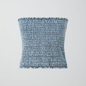 Fully Fashion Unique Streetwear Summer Tube Top Vintage Sexy Korean Sleeveless Tube Pleated Denim Jeans Tops Women Wear 2025 - Product Image 6