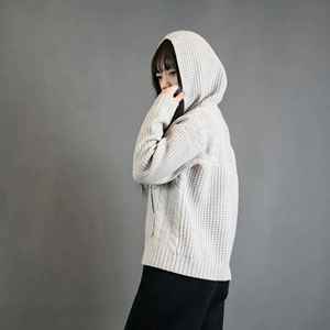 Sweat à capuche personnalisé minimaliste pour hommes 100% coton-Winter Cable Knit Loose Fit Casual - Product Image 4