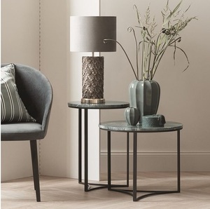 Metal Side <b>Table</b> With <b>Marble</b> Top Side <b>Table</b> for Living Room Sofa Side <b>Table</b> or <b>Bedside</b> Stand With Black Stand - Product Image 1