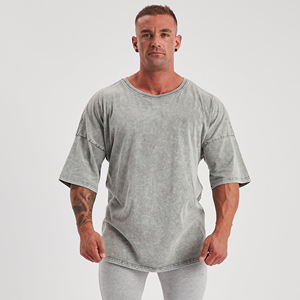 T-shirt surdimensionné vierge de base en polyester/coton microfibre 100% délavé à l'acide vintage personnalisé pour hommes - Product Image 5