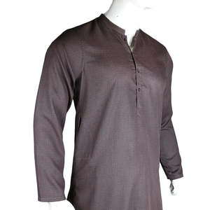 เสื้อคุร์ต้าทรงเข้ารูปพื้นฐานสำหรับผู้ชาย - สีน้ำตาล - สีกาแฟ - Product Image 1