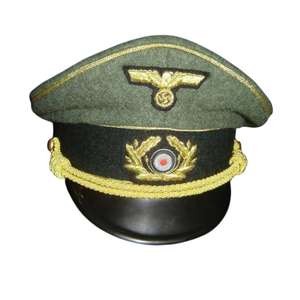 Reproducción de una gorra de visera de lana gabardina verde. La gorra está hecha de lana gabardina verde grisáceo. - Product Image 2