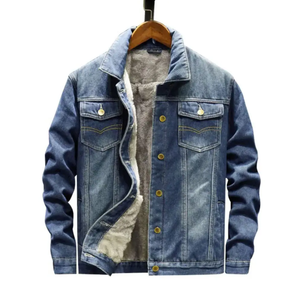 Nuevo estilo de invierno Chaqueta de mezclilla de todos los tamaños para hombre Estilo casual Personalidad Moda Chaqueta de mezclilla de color sólido - Product Image 2