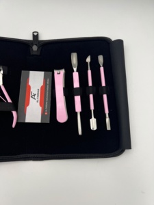 Private Logo Solid Stainless Steel Manicure <b>Pedicure</b> <b>Tools</b> Kit Pink Color Nail Cutter Clipper Nipper Pusher Scissors with Pouch - Product Image 4