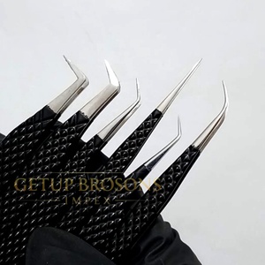 Meilleures pinces à cils GETUP BROSONS IMPEX GBI-EET 10 mm avec isolation, courbure 45°, pointe lisse en acier inoxydable noir personnalisé - Product Image 3