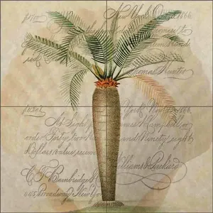 Mural de cerámica de arte tropical de Steve Hunziker, murales de pared contra salpicaduras de azulejo de palmera de 2017 - Product Image 1