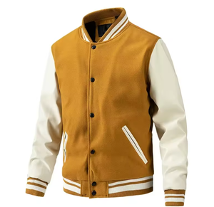 Chaqueta universitaria de alta calidad de fabricante OEM para hombre, Mangas de cuero de chenilla bordadas, letras de béisbol personalizadas a prueba de viento - Product Image 1