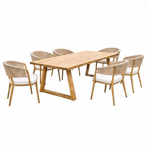 Modern Outdoor Wood <strong>Bistro</strong> Table <strong>Set</strong> Lightweight and Durable Patio Teak Furniture for Dining Hotels Villas Farmhouses <strong>on</strong> <strong>Sale</strong> - Product Image 5