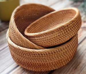 Vente en gros meilleure vente ODM étiquette personnalisée bol tissé rustique panier rond en rotin panier de fruits pour cadeaux de pendaison de crémaillère - Product Image 6