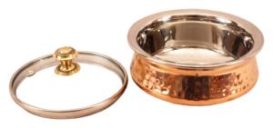 IndianArtVilla, cazuela de diseño martillado de cobre de acero artesanal para almacenamiento y uso diario - Product Image 2